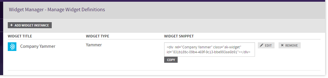 Widget Snippet