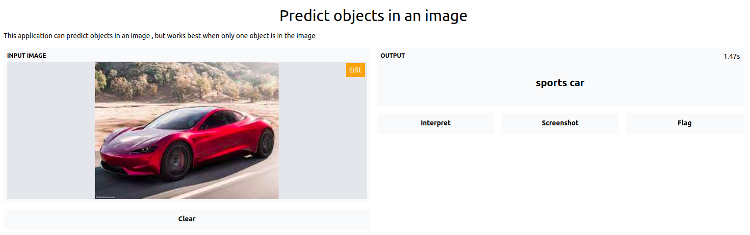 Example of Image classifier with Gradio