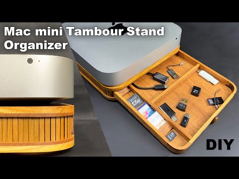 Wooden Apple Mac mini Riser Organizer / Tambour