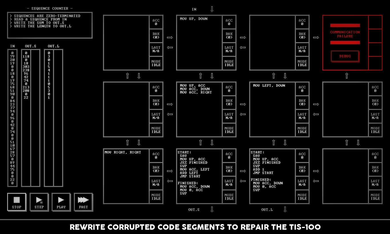 TIS-100 screenshot