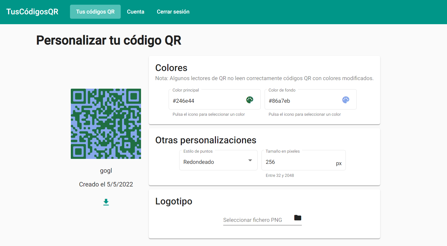 Personalización de QR