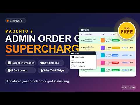 Watch the Magento 2 Enhanced Admin Order Grid demo on YouTube