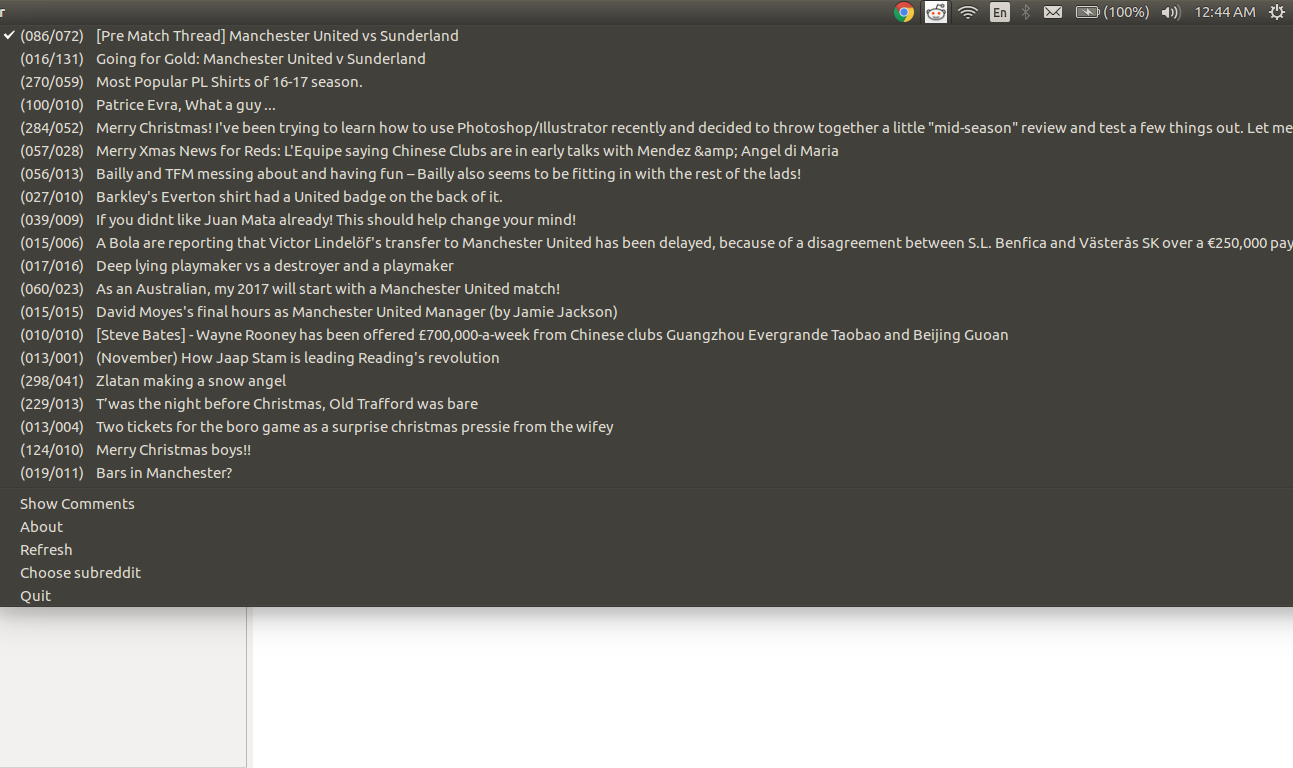 Reddithor Screenshot on Ubuntu
