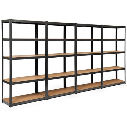 costway-4pcs-72-heavy-duty-storage-shelf-steel-metal-garage-rack-5-level-adjustable-black-home-organ-1