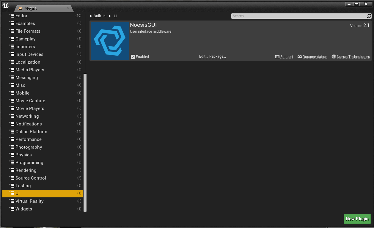 Ensuring the NoesisGUI plugin is enabled