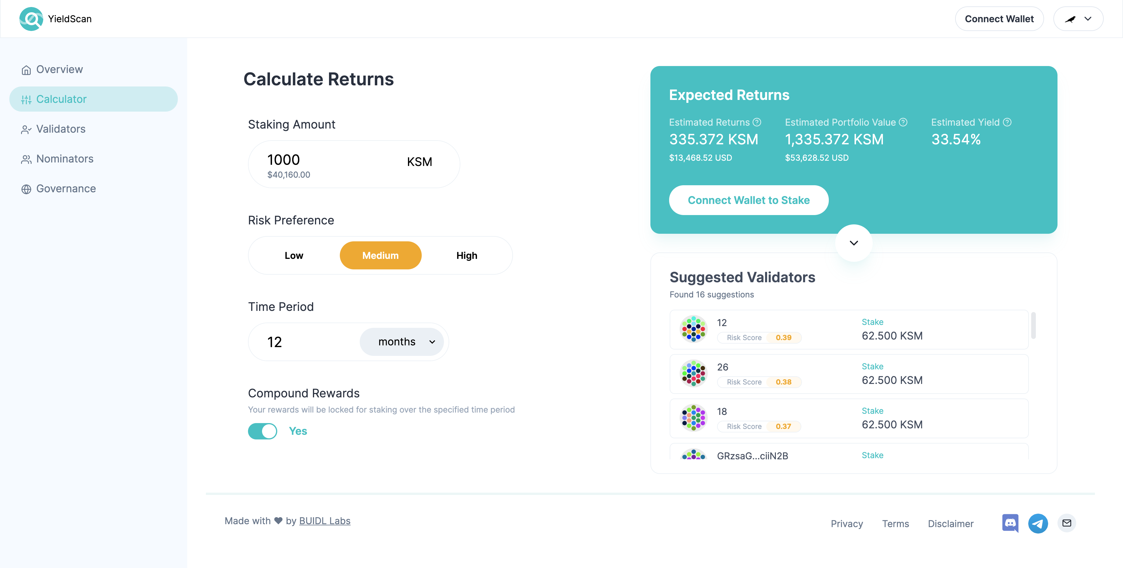 Return Calculator - Wallet Not Connected