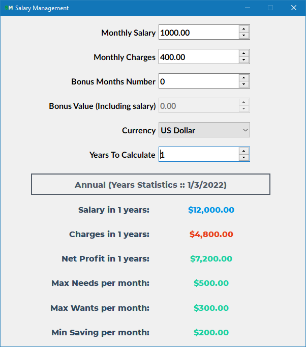 Salary Calculator Without Bonus