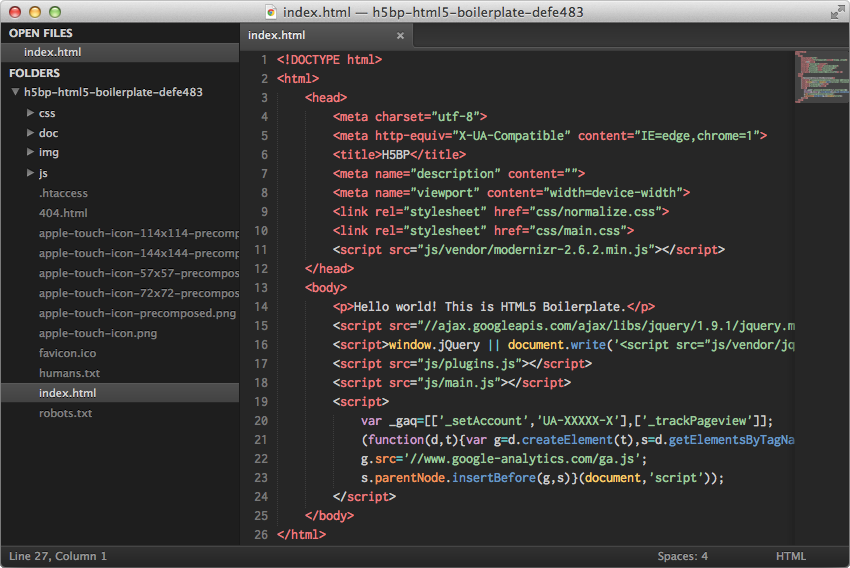 Sublime Text 2 screenshot