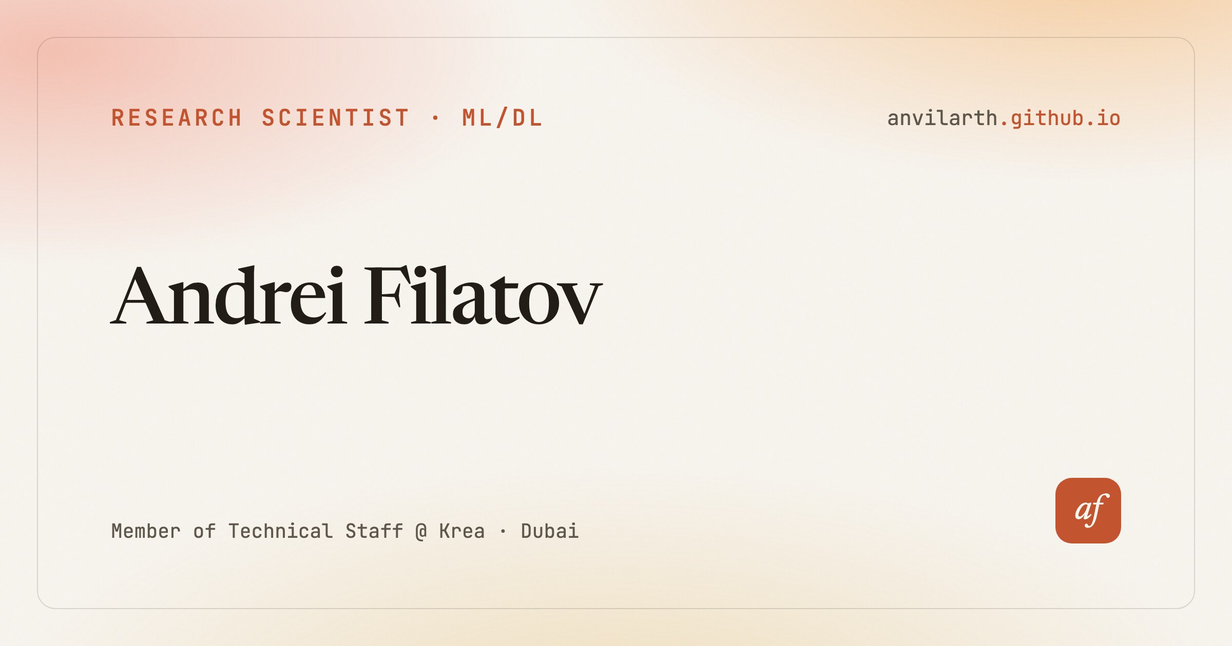 Andrei Filatov — Research Scientist