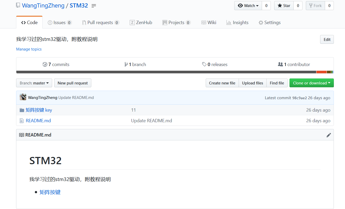 GitHub - WangTingZheng/STM32: 我学习过的stm32驱动，附教程说明 · GitHub