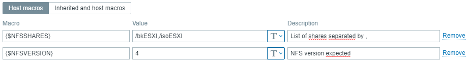 Zabbix NFS configuration sample