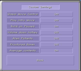 custom settings