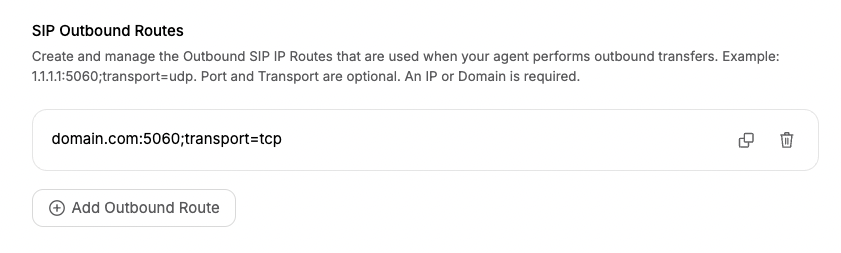 Vida SIP Outbound Route Image