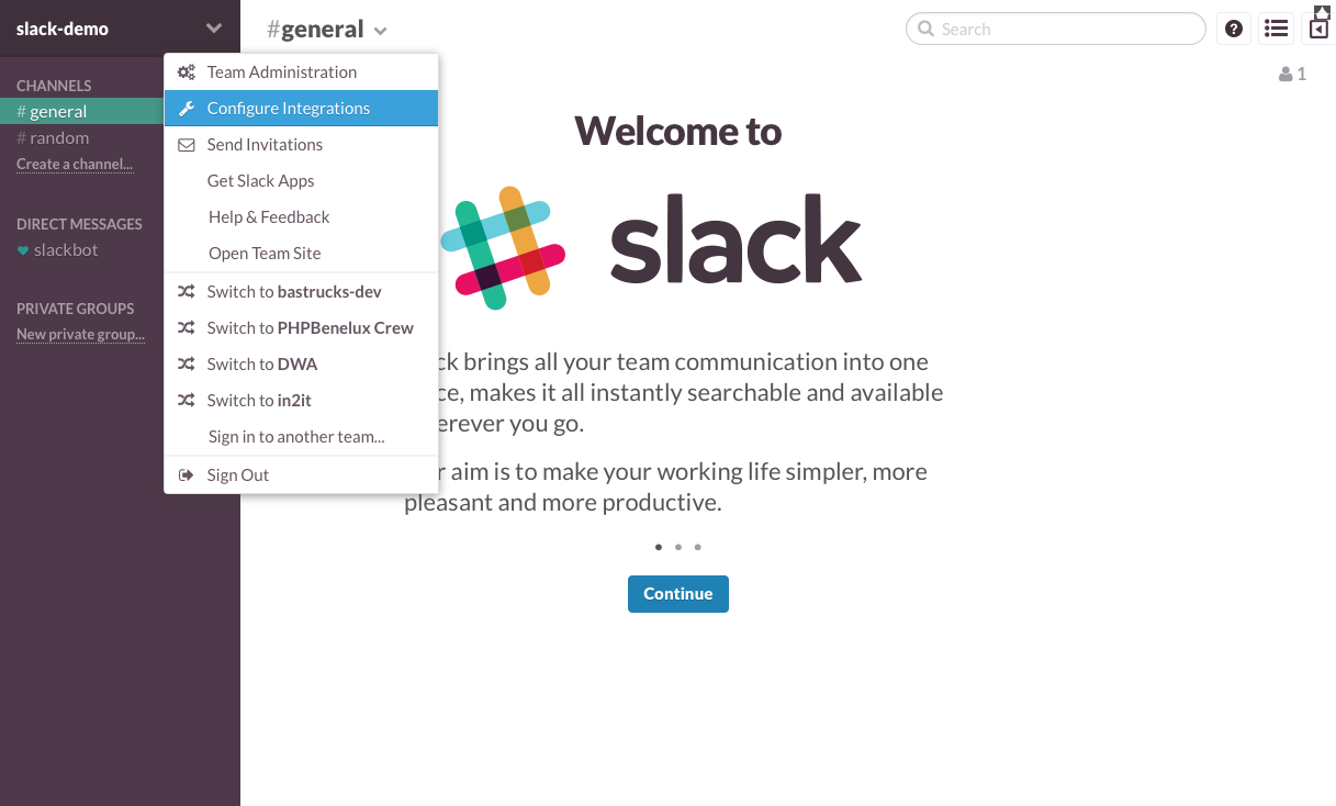 Slack integration configuration