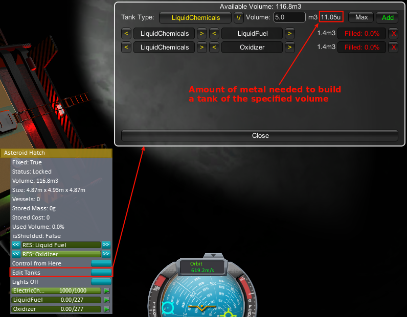 Asteroid Hatch and Tank Manager Window