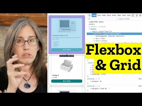 Jen Simmons showing how to use flexbox and grid combined in web layout