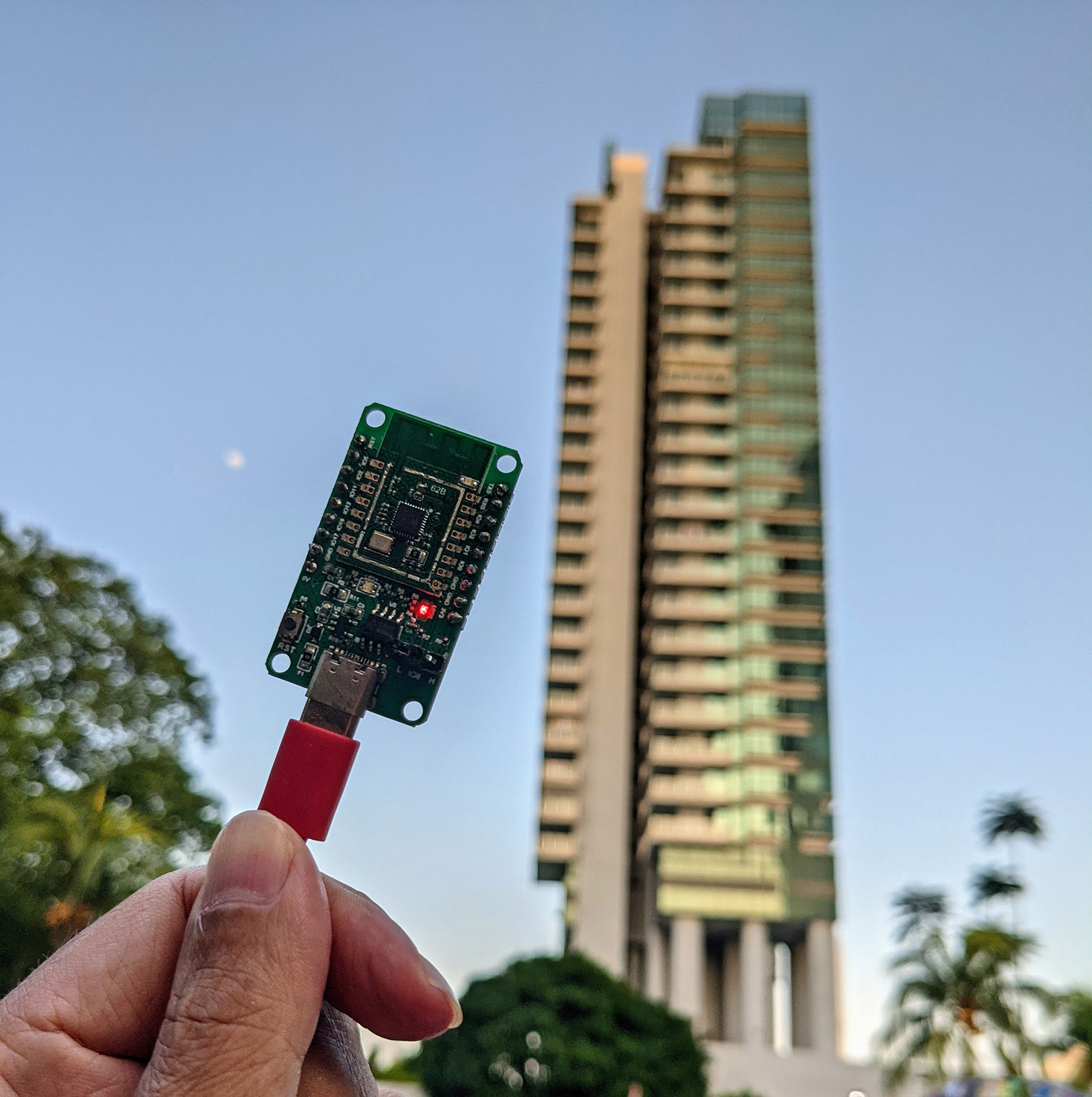 Testing the improvised Light Sensor on PineCone BL602 RISC-V Board. BTW that's the moon