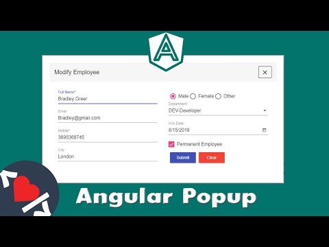 Video Tutorial for Angular Material Popup Dialog & Model