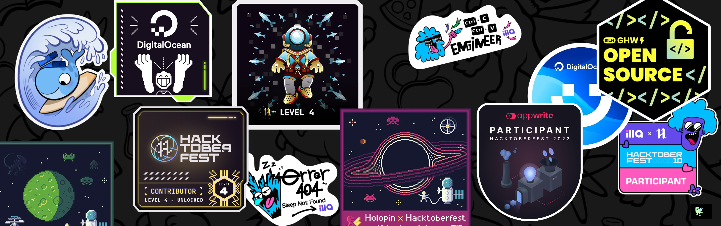 An image of @vedantxtime's Holopin badges, which is a link to view their full Holopin profile