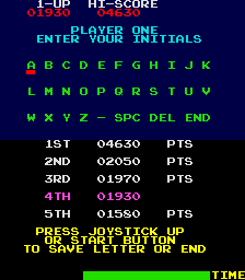 Arcade-style player initials