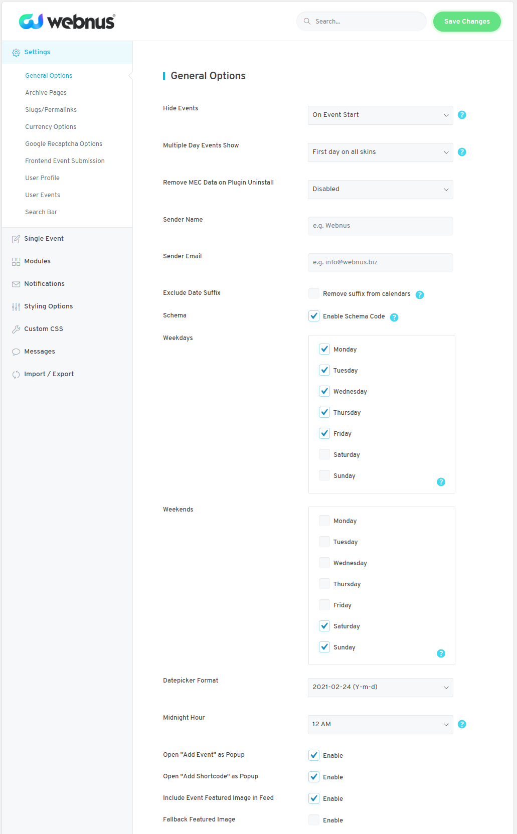 WordPress Event Calendar - Settings 03