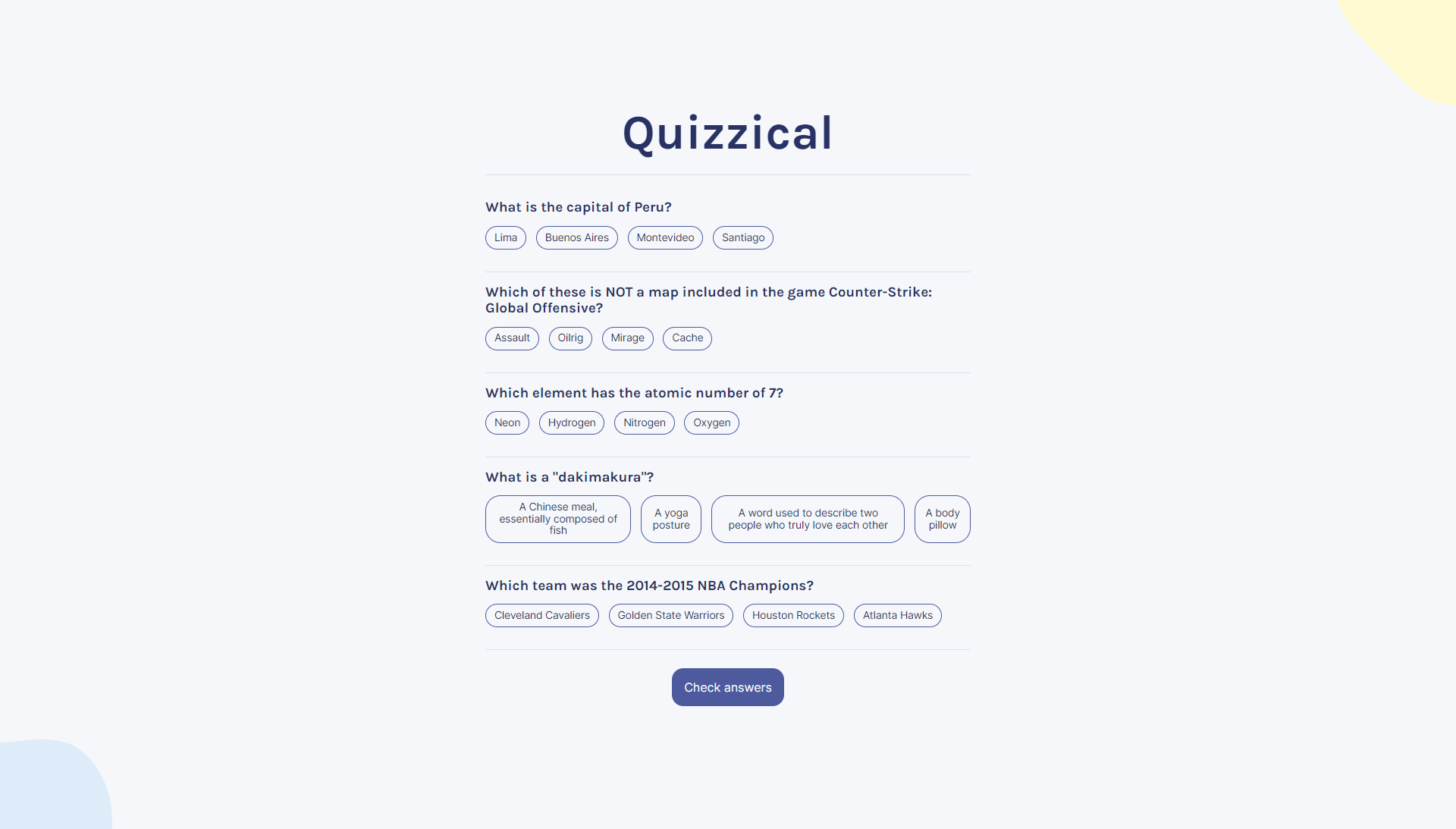 Screenshot - Quiz game