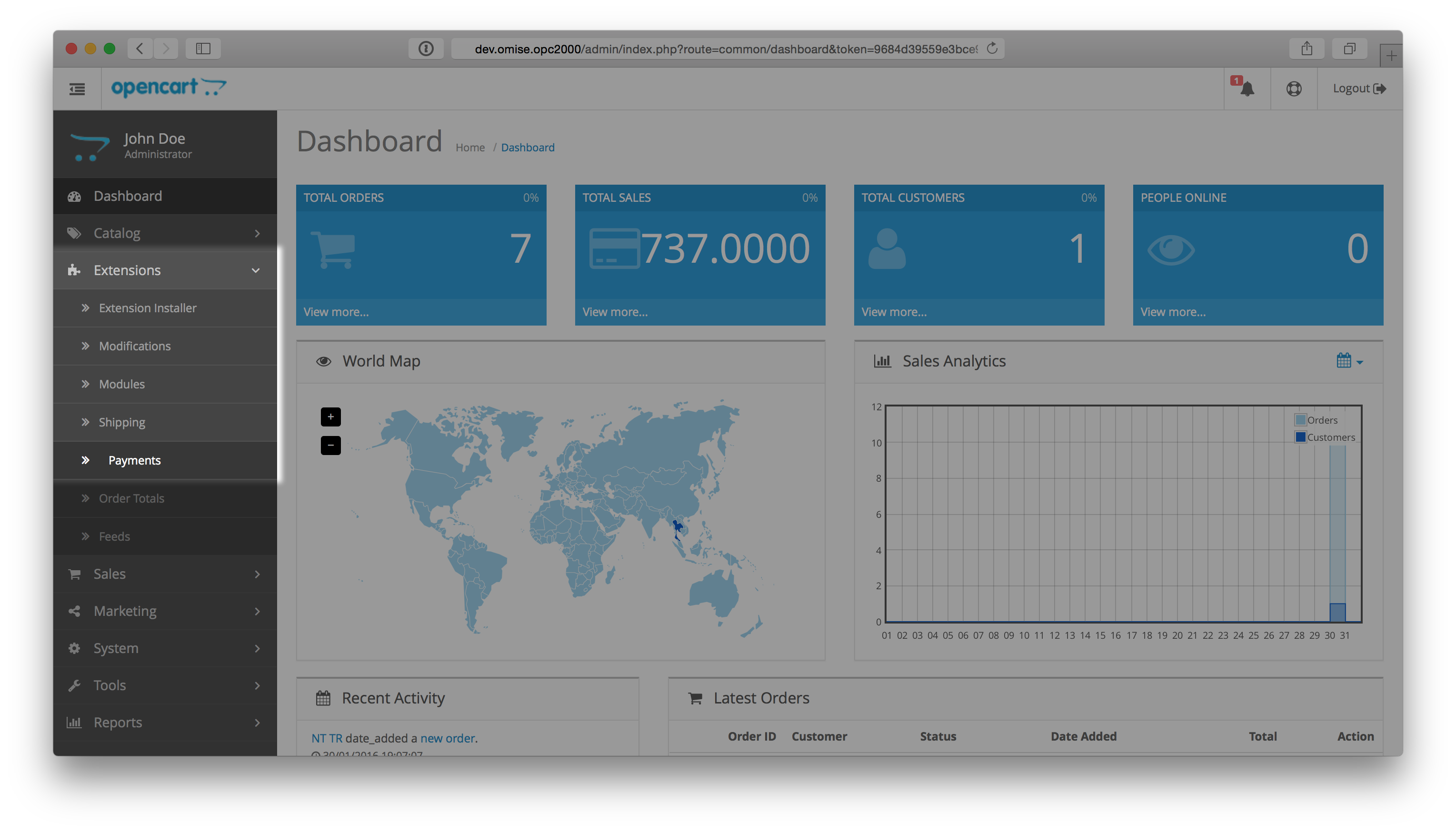 Payments Menu