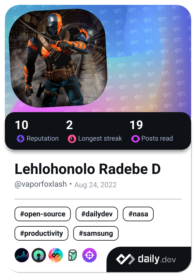 Lehlohonolo Radebe D's Dev Card