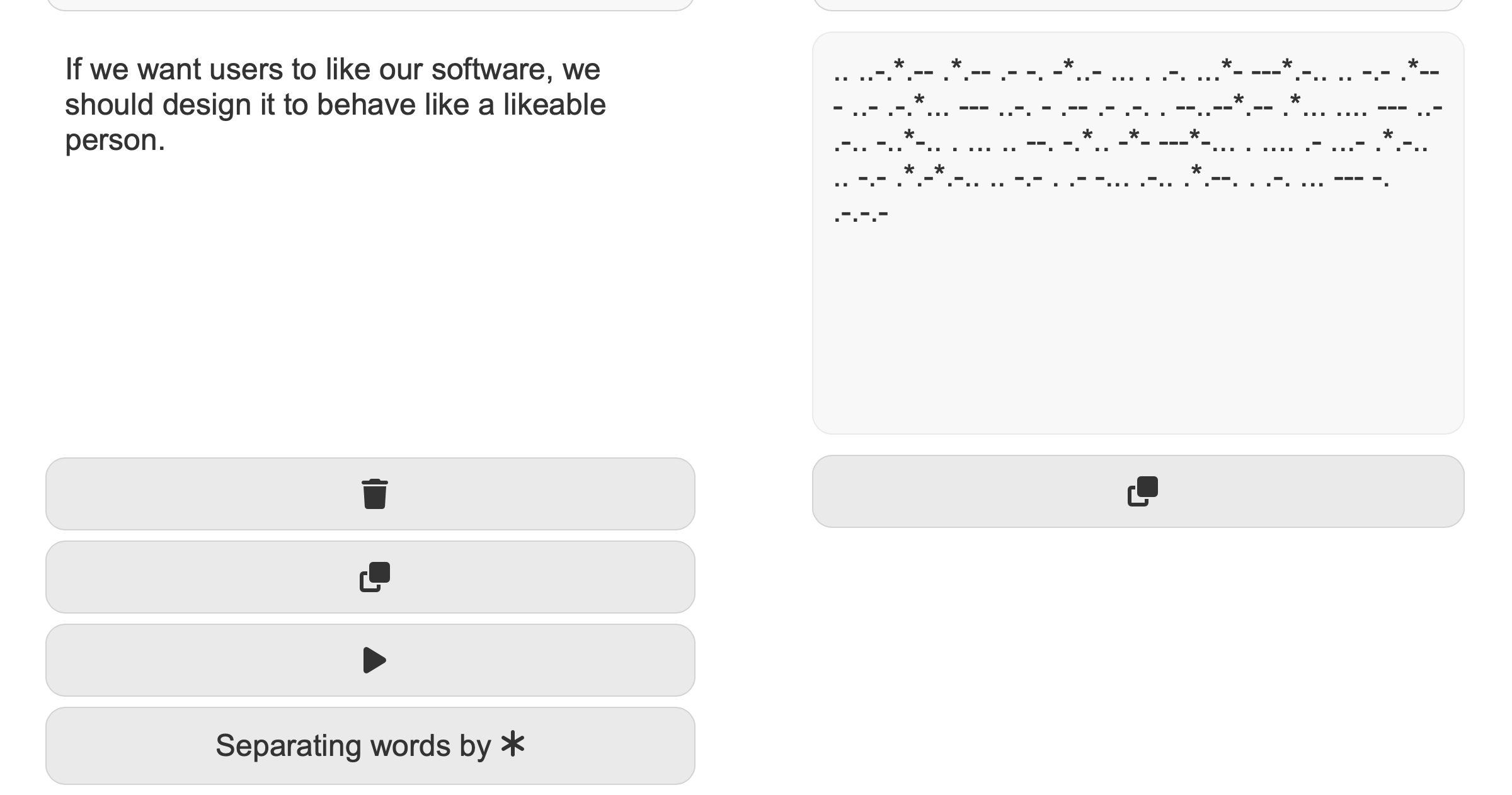 Translating English Text to Morse with a different Morse separator