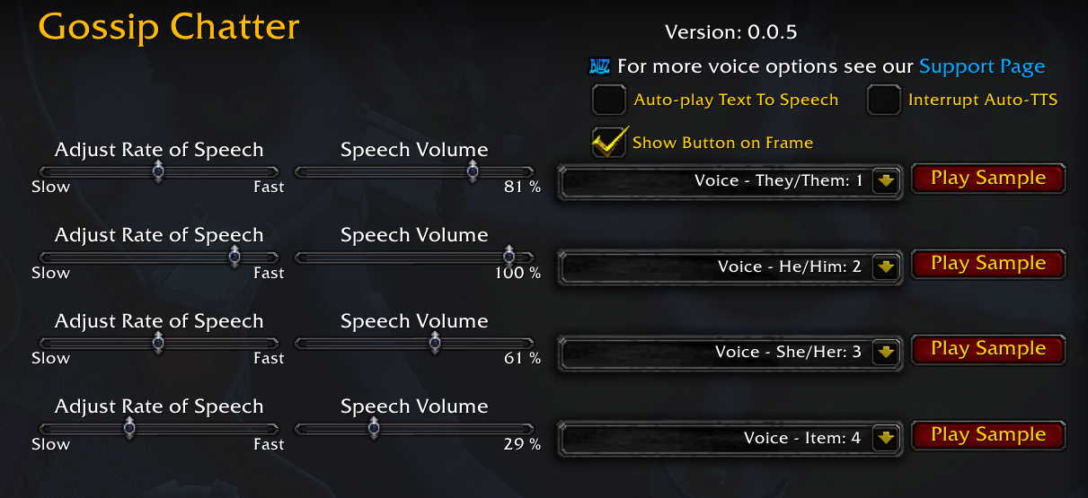 a screenshot displaying a variety of options