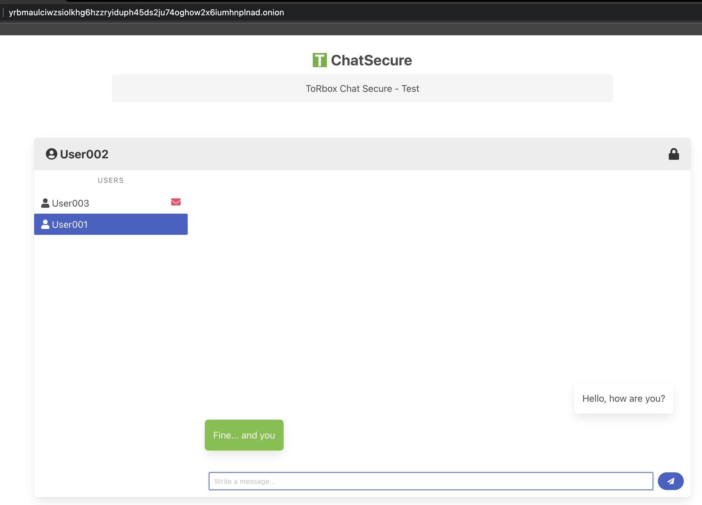 TorBox Chat Secure on an .onion domain