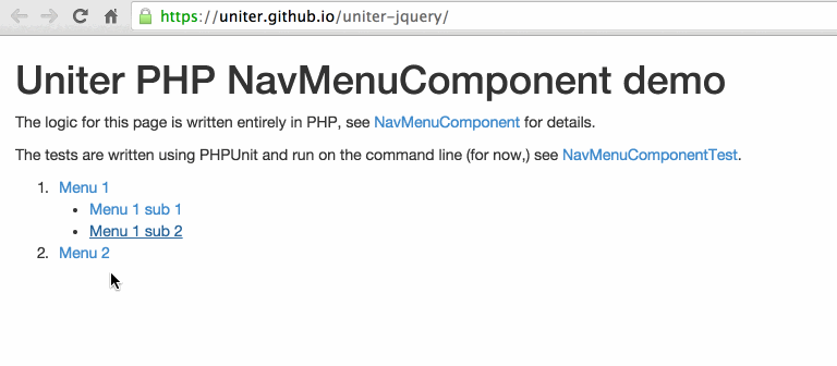 App demo using PHP with Uniter and jQuery