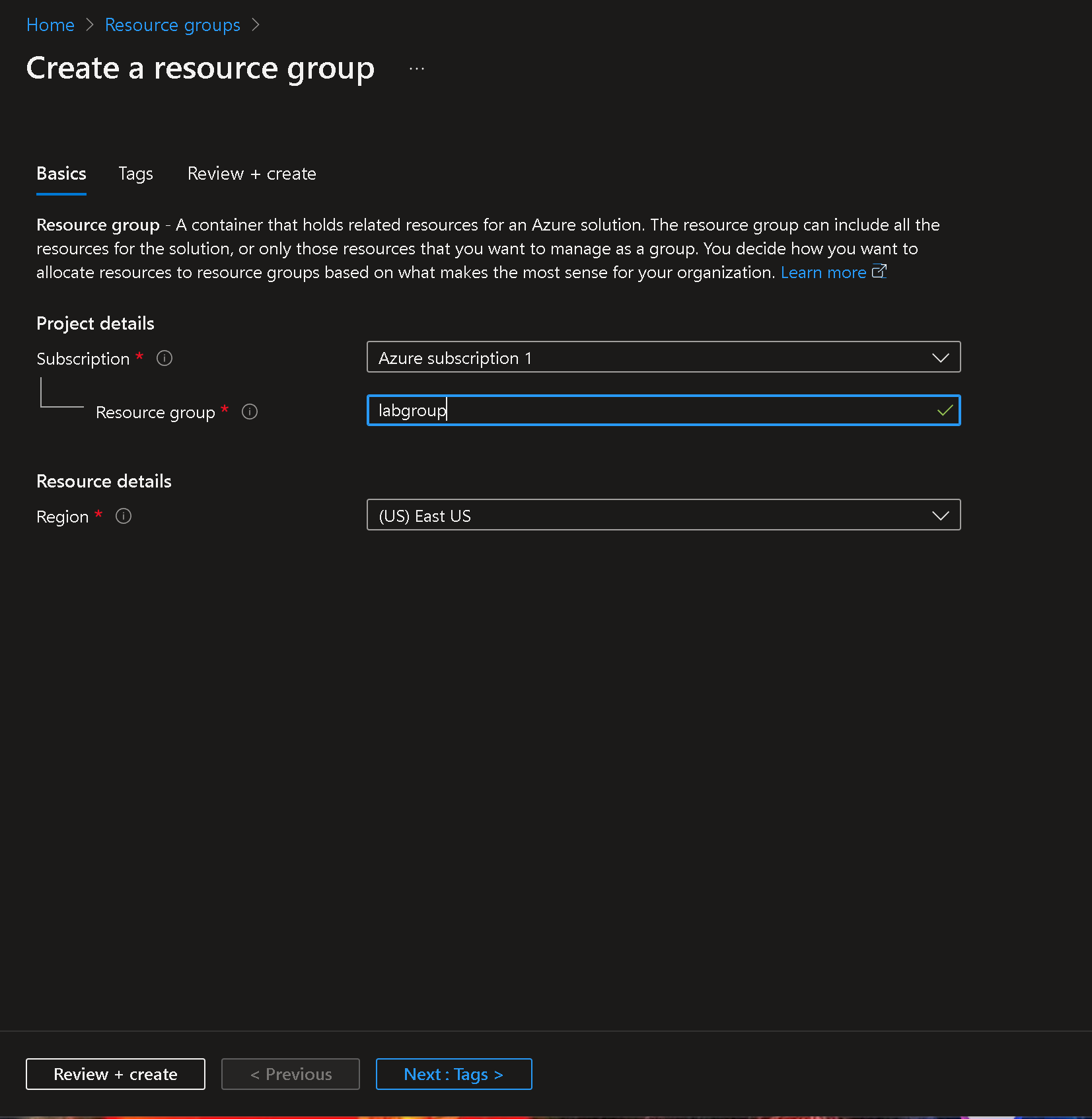 Create Resource Group