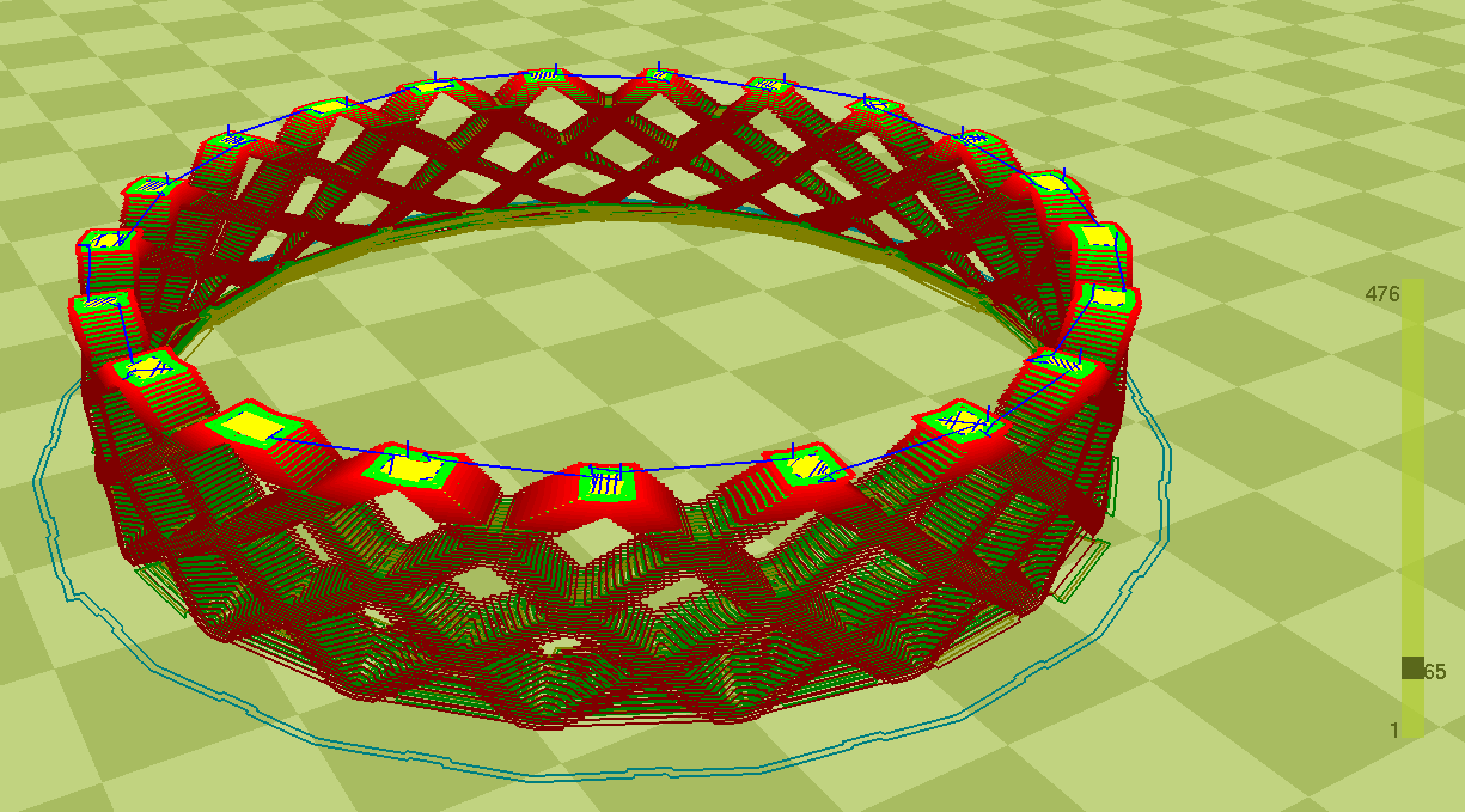The 1st-65th slice of the wireframe model 