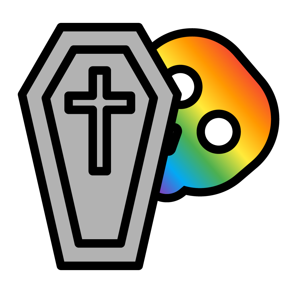 Rainbow skull getting out of a coffin