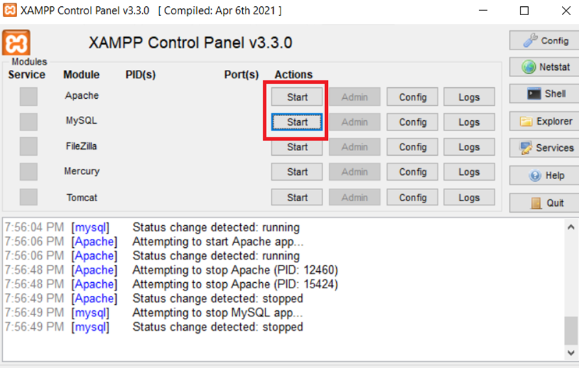 Apache and MySQL