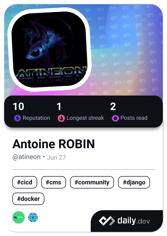 Antoine ROBIN's Dev Card