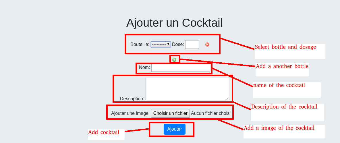 cocktail admin page