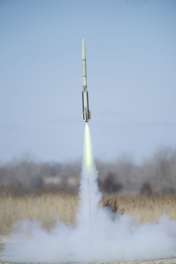 UW Fox Valley rocket launching from the launchpad