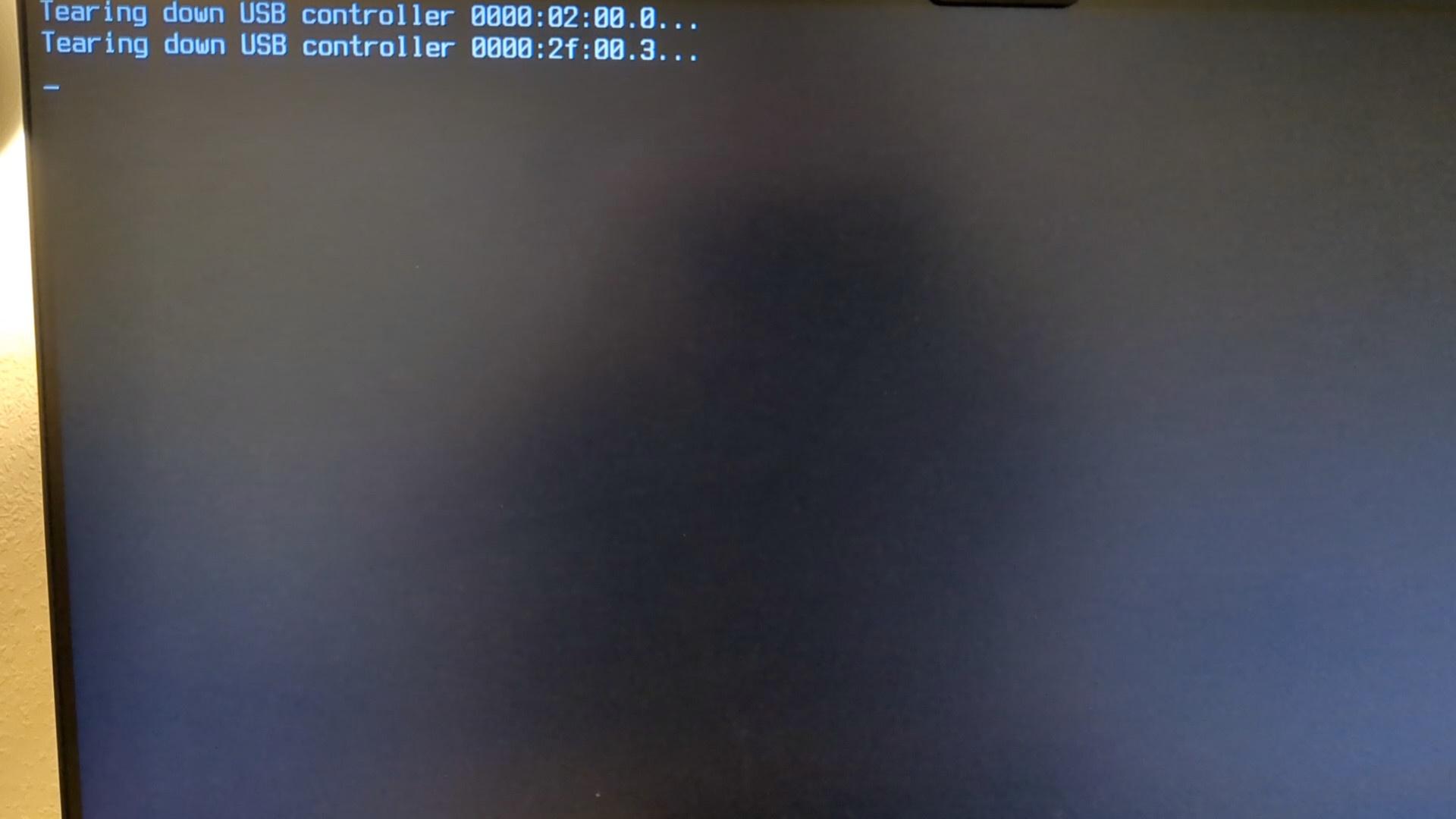 Picture of USB controller teardown log messages during ZFSBootMenu system start