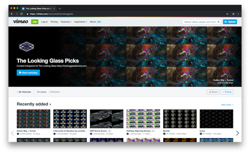 Looking Glass Picks Vimeo Channel