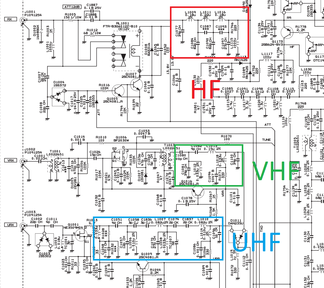 FT-991 / FT911A Input Main Band Filters schematic