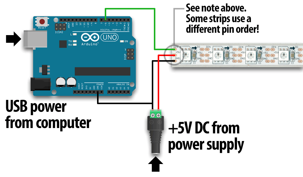 connecting a NeoPixel to an Arduino