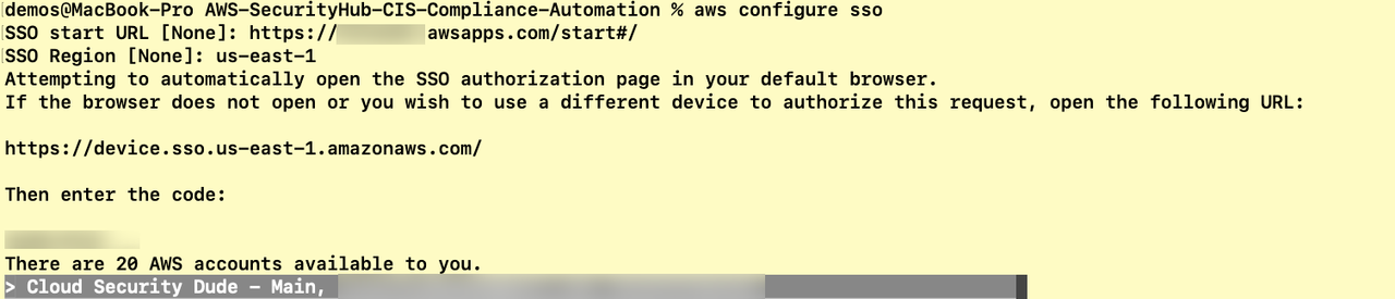 AWS CLI SSO ScreenShot