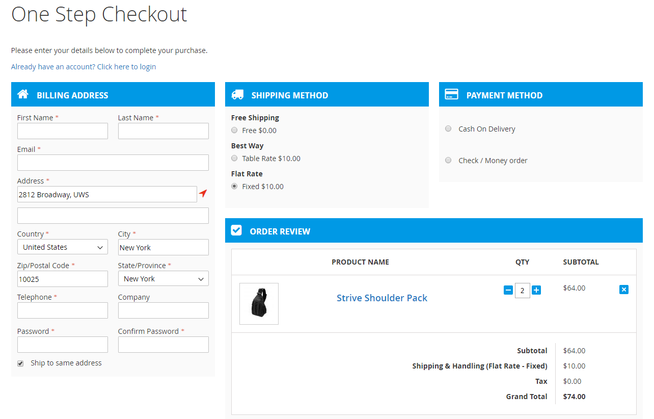 magento 2 one page checkout