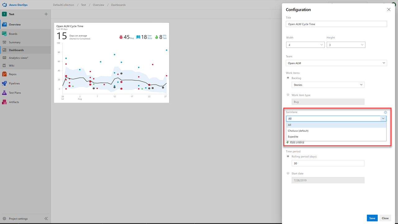 Lead and Cycle Time widgets advanced filtering