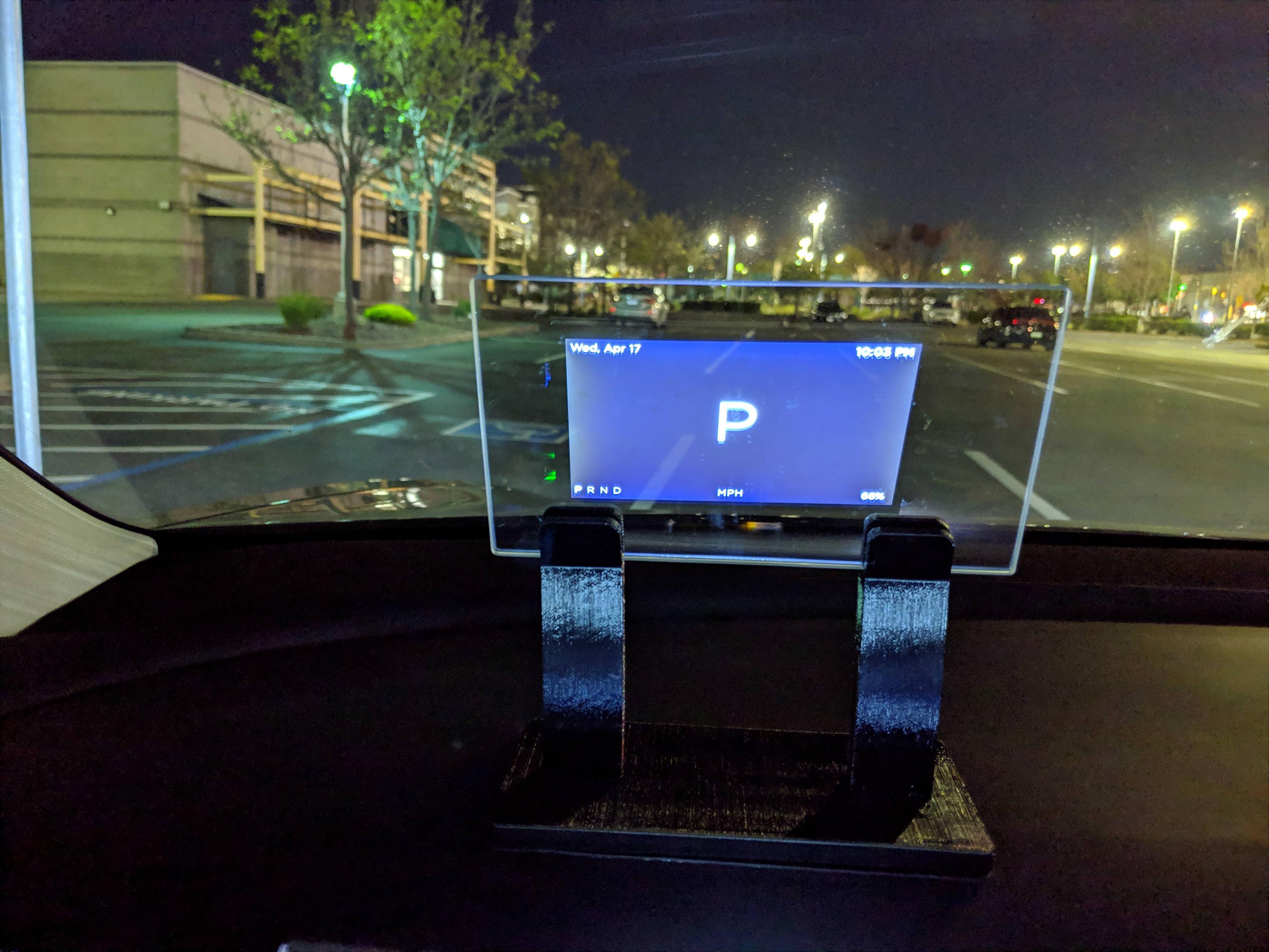 Close-up of driver's view of HUD