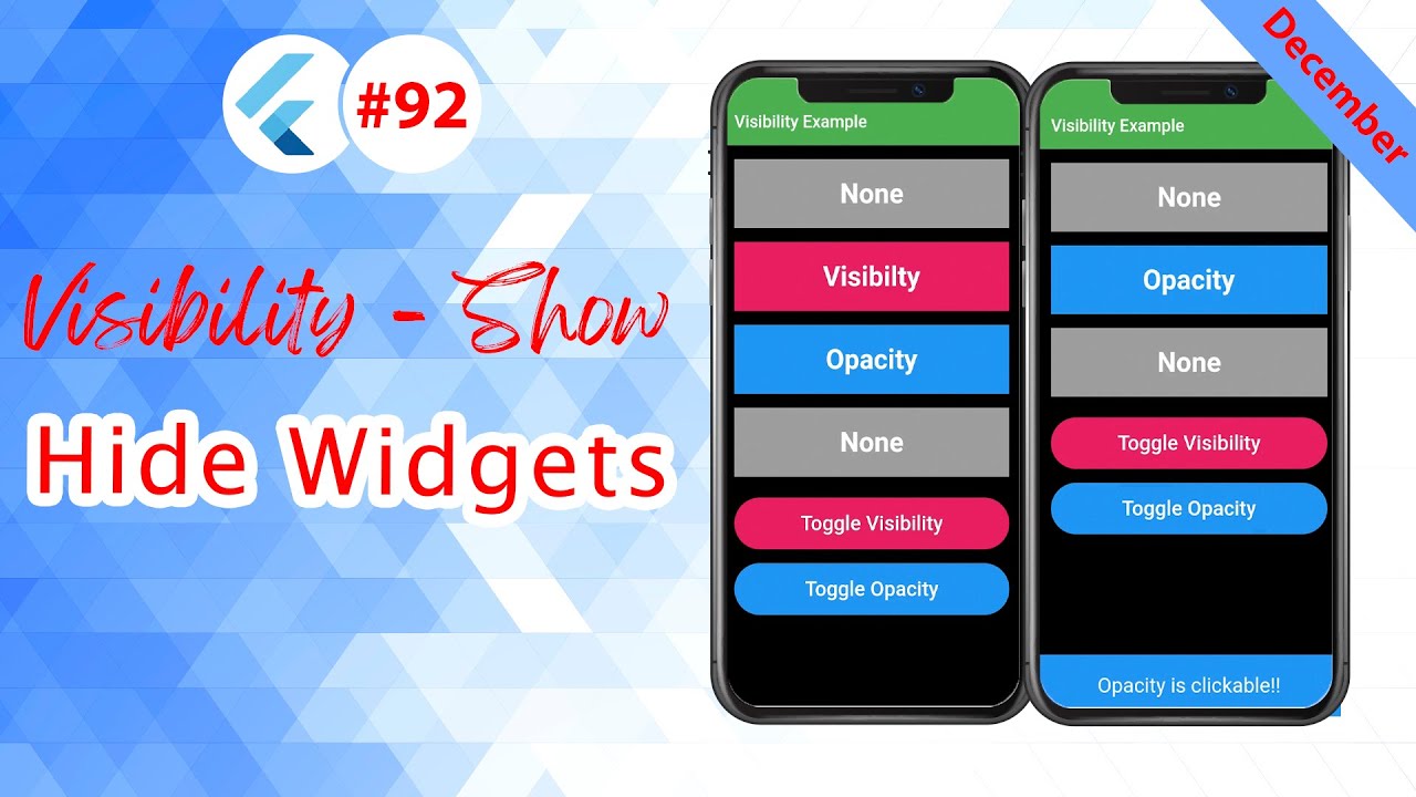 Flutter Tutorial - Visibility - Show / Hide Widgets YouTube video