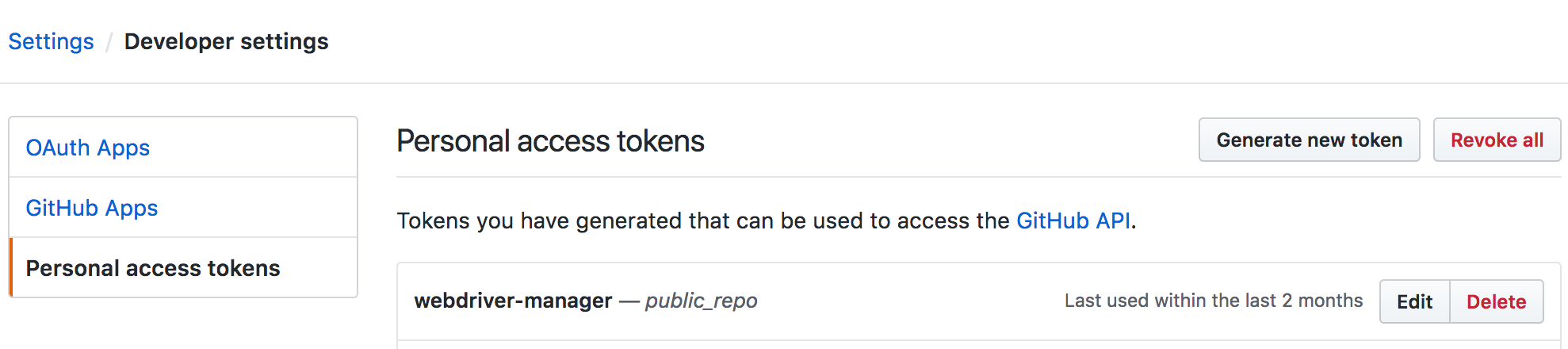 personal access token