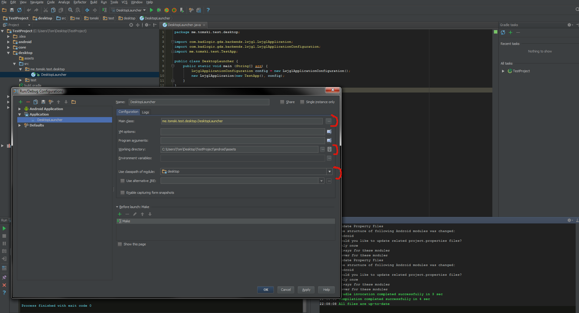 Edit run configuration